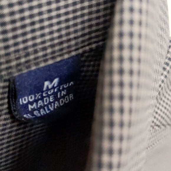 Men's Roundtree &Yorke Gray Checkered Buttoned Down Long Sleeve Dress Shirt M - Picture 3 of 9